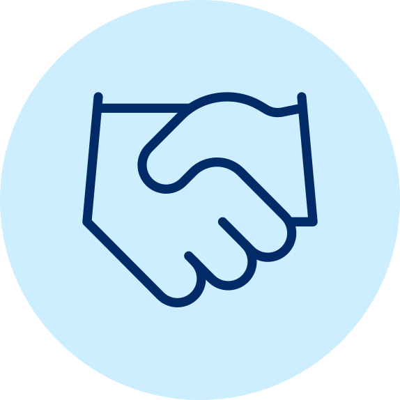 Handshake icon representing valuable industry networking and partnerships at PALM Expo.