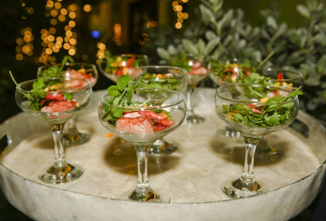 cocktail glasses with fish