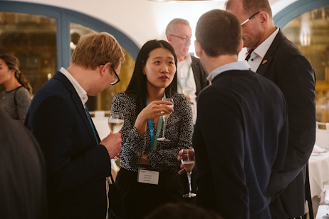 Delegates networking during World Ethanol & Biofuels 2025 in Brussels, connecting producers, traders, and policymakers over drinks.