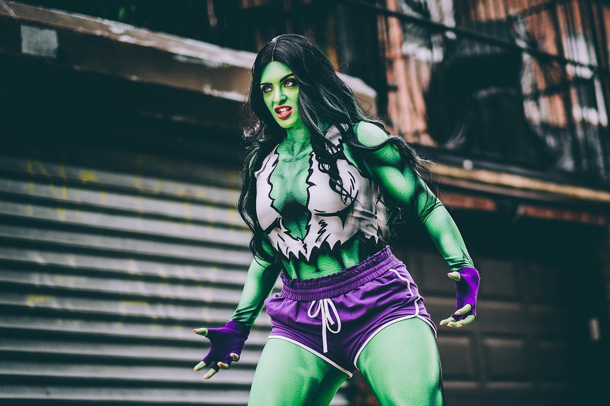 Sam as a comic version of She-Hulk
