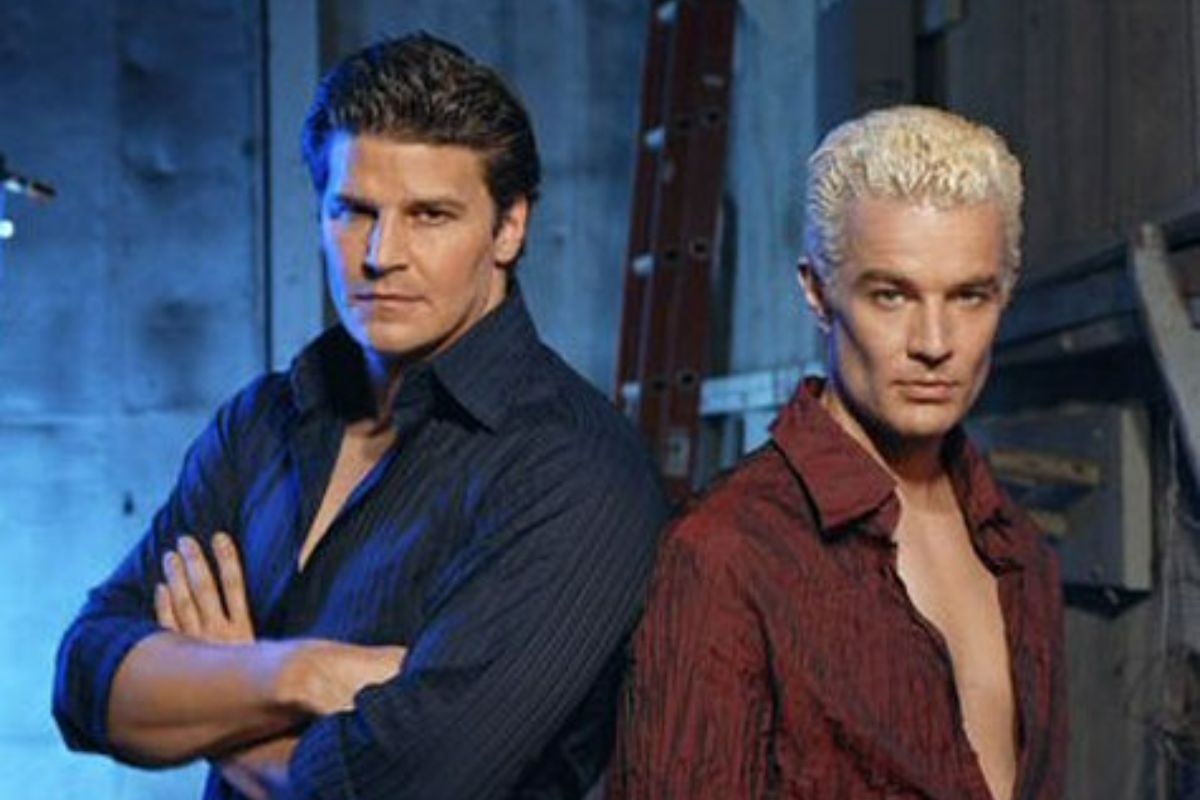 Spike and Angel posing for a promo shot