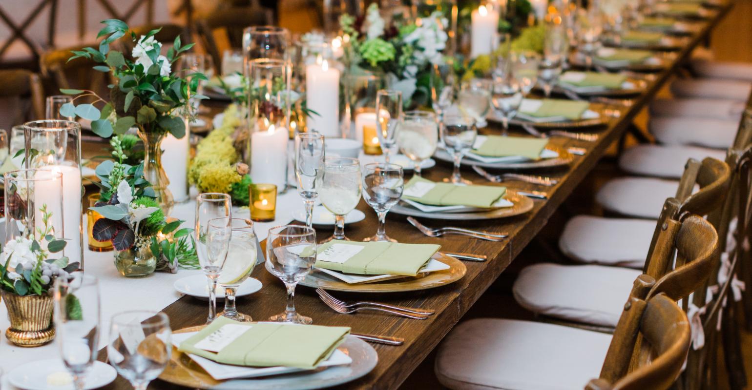 green decorated table layout