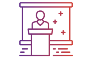 Person standing on stage icon