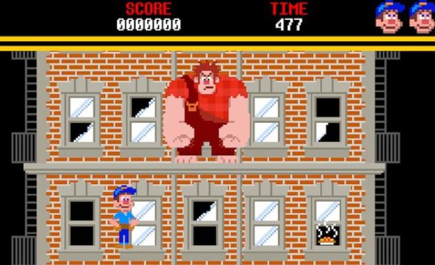 Wreck-it-Ralph video game with 2D Ralph and Felix